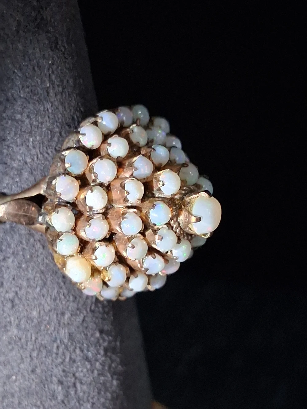 Vintage 14K Gold Opal Cluster Dome Ring - Mid-Century Thai Princess Style